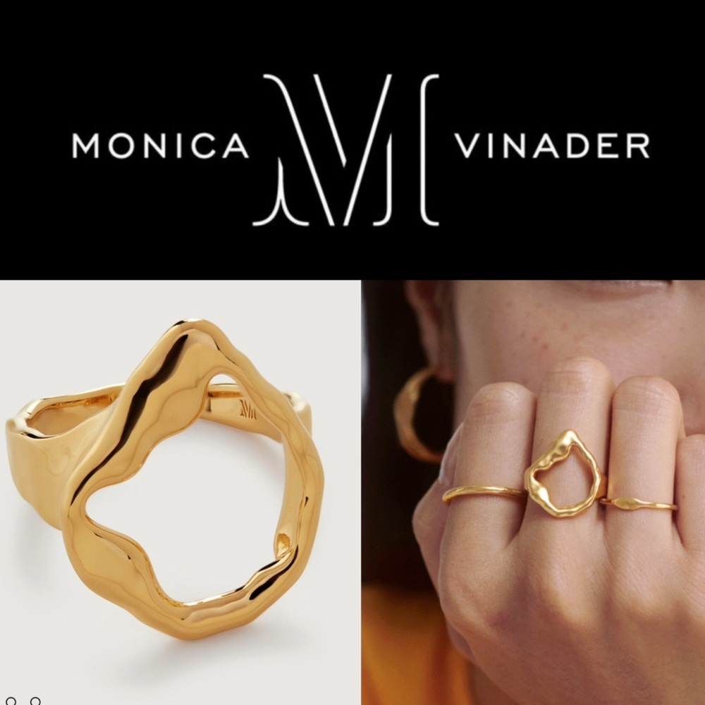 Monica Vinader Lagoon Gold Ring, Sz 8